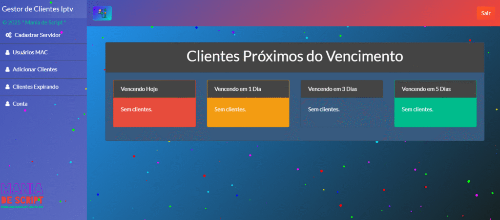 SCRIPT GESTOR DE CLIENTES IPTV - MANIA DE SCRIPT - SCRIPT IPTV E PHP ...