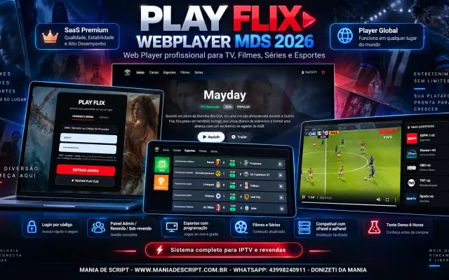 SCRIPT PLAY FLIX WEBPLAYER MDS 2026 LANÇAMENTO