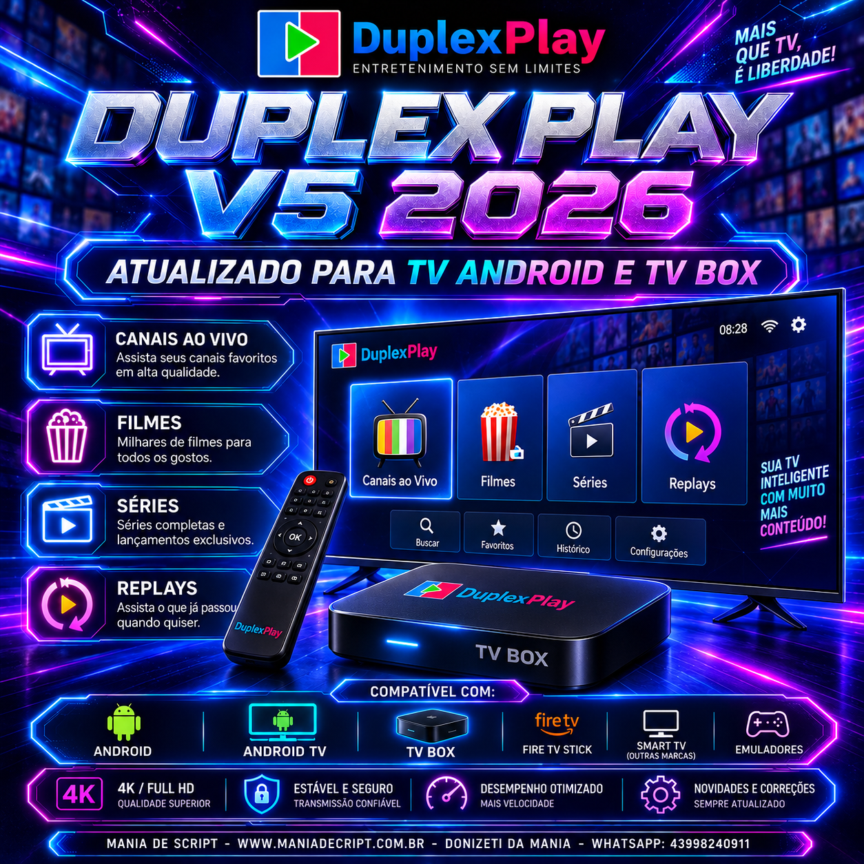 SCRIPT DUPLEX PLAY V5 2026 TV BOX E TV ANDROID MULTI PROVEDOR MDS
