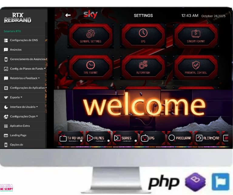 SMARTERS SKY RTX 2025 PAINEL COM APK BASE