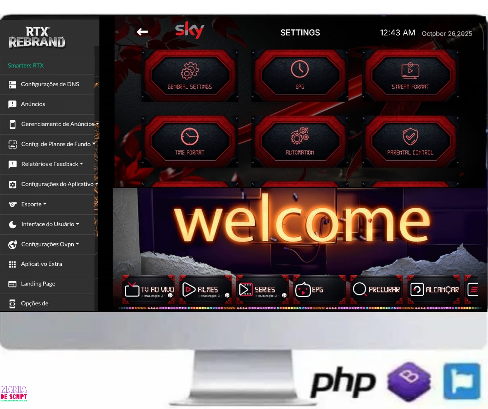 SMARTERS SKY RTX 2025 PAINEL COM APK BASE