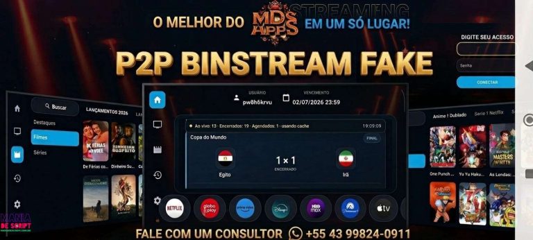 SCRIPT P2P BINSTREAM FAKE COM JOGOS DO DIA E APK BASE