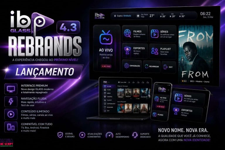 IBO Ultra Glass Rebrands 4.3 6 Temas Lançamento Painel e Apk Base