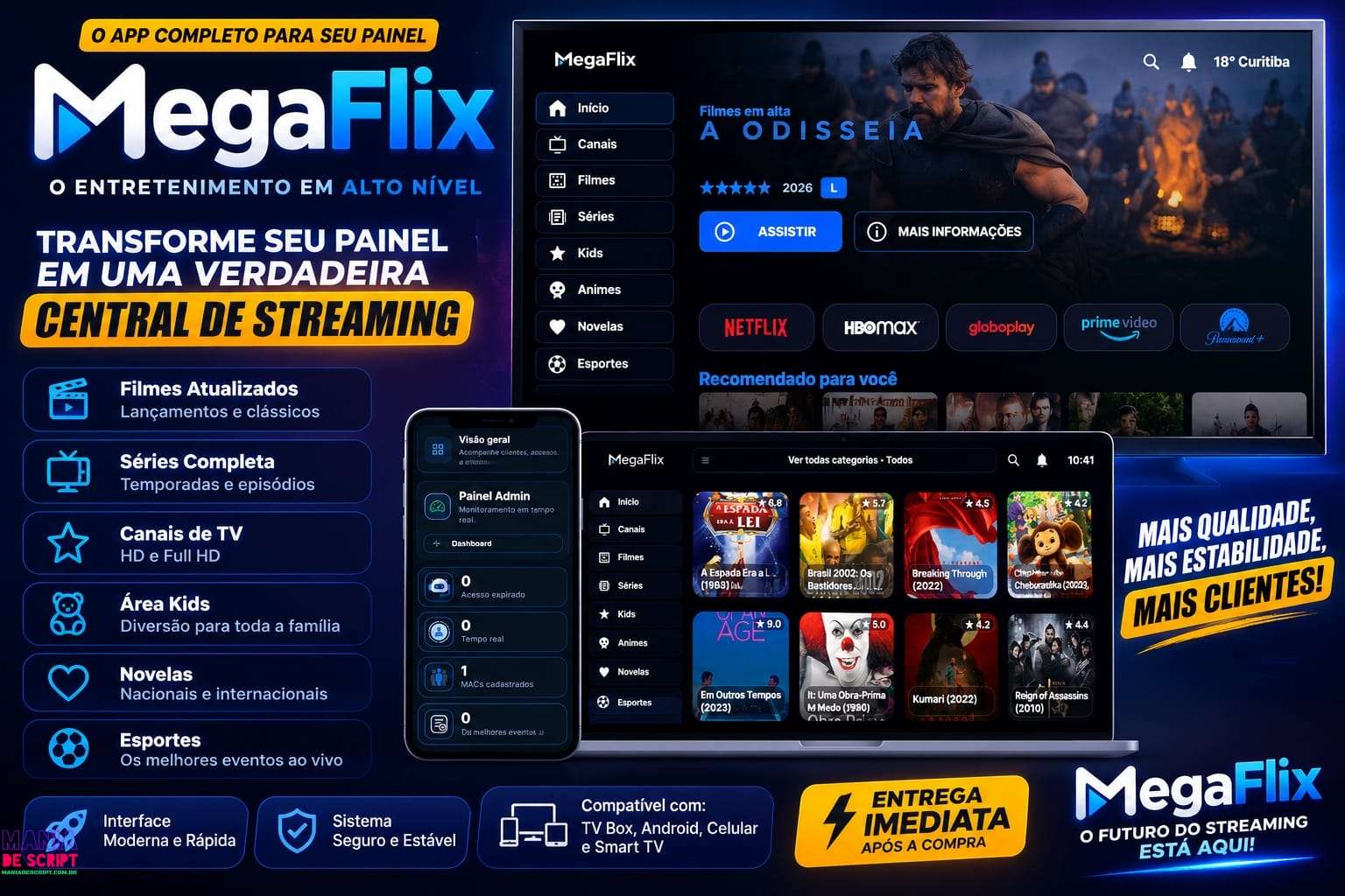 SCRIPT MEGAFLIX 2.1 SEM RETRO GAMES COMPLETO E LIMPO