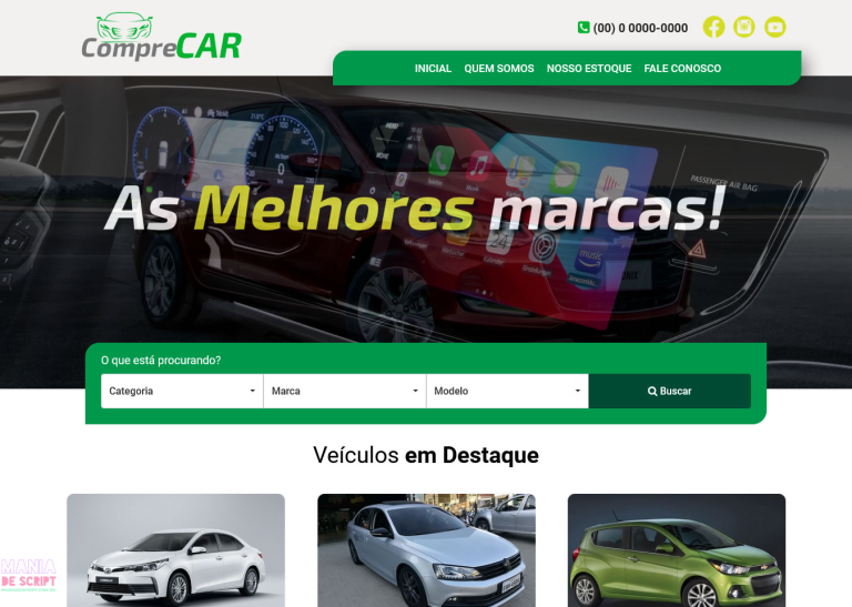 Script site pronto para lojas de veículos em PHP com painel admin