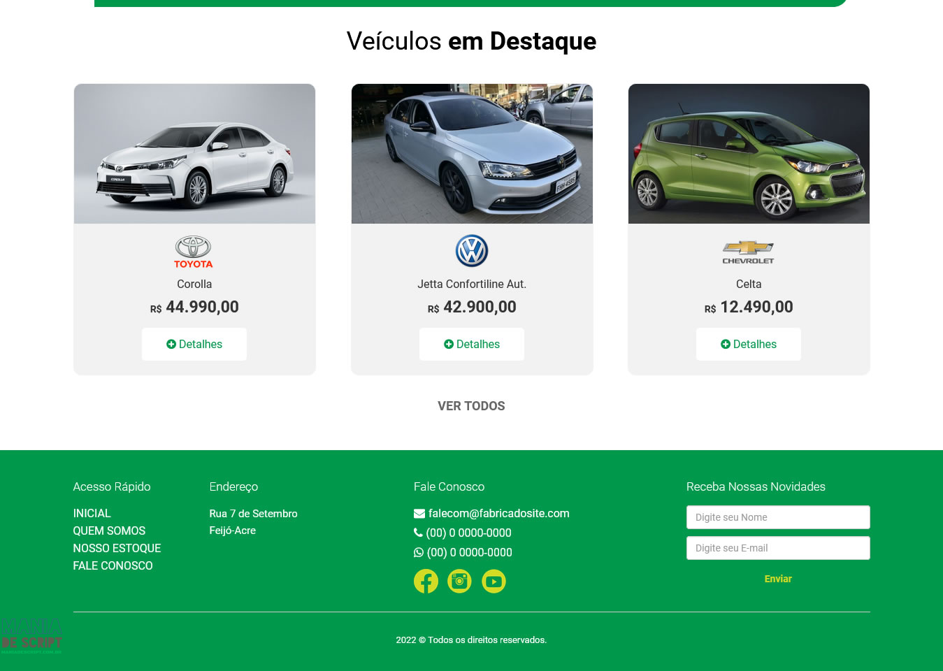 Script site pronto para lojas de veículos em PHP com painel admin - Imagem 2