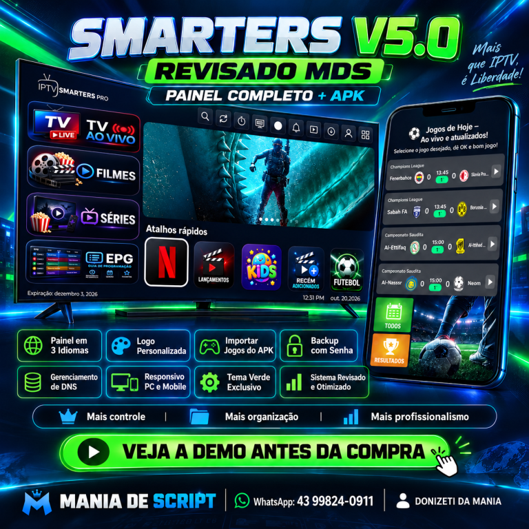 SCRIPT SMARTERS PRO V5.0 MDS REVISADO E COM JOGOS DO DIA