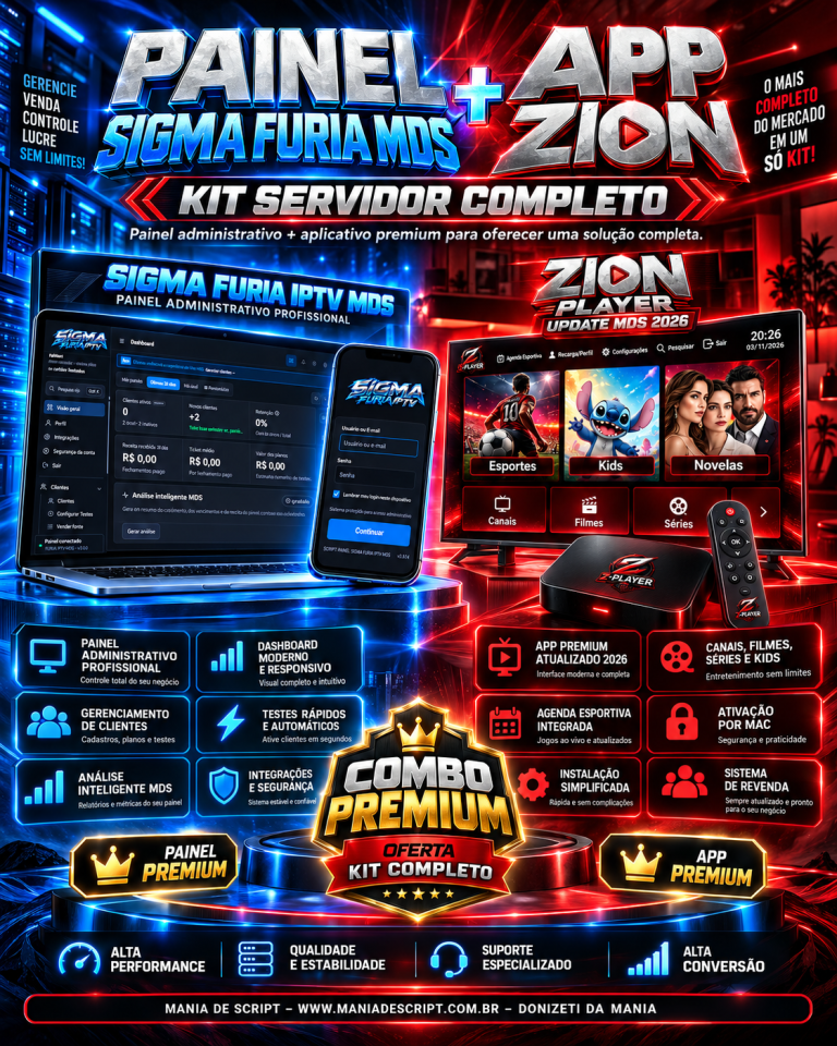 KIT SERVIDOR PAINEL SIGMA FURIA + APP ZION PLAYER LANÇAMENTO MDS