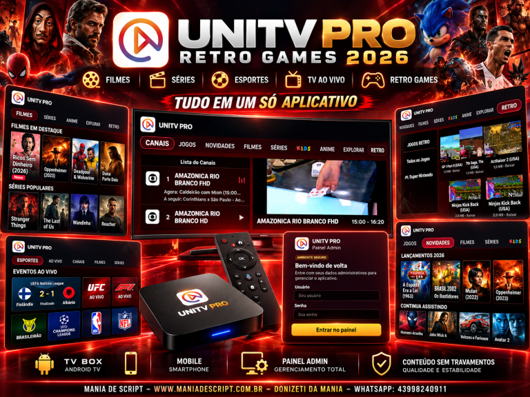 SCRIPT UNITV PRO RETRO GAMES APK TV BOX E CELULAR